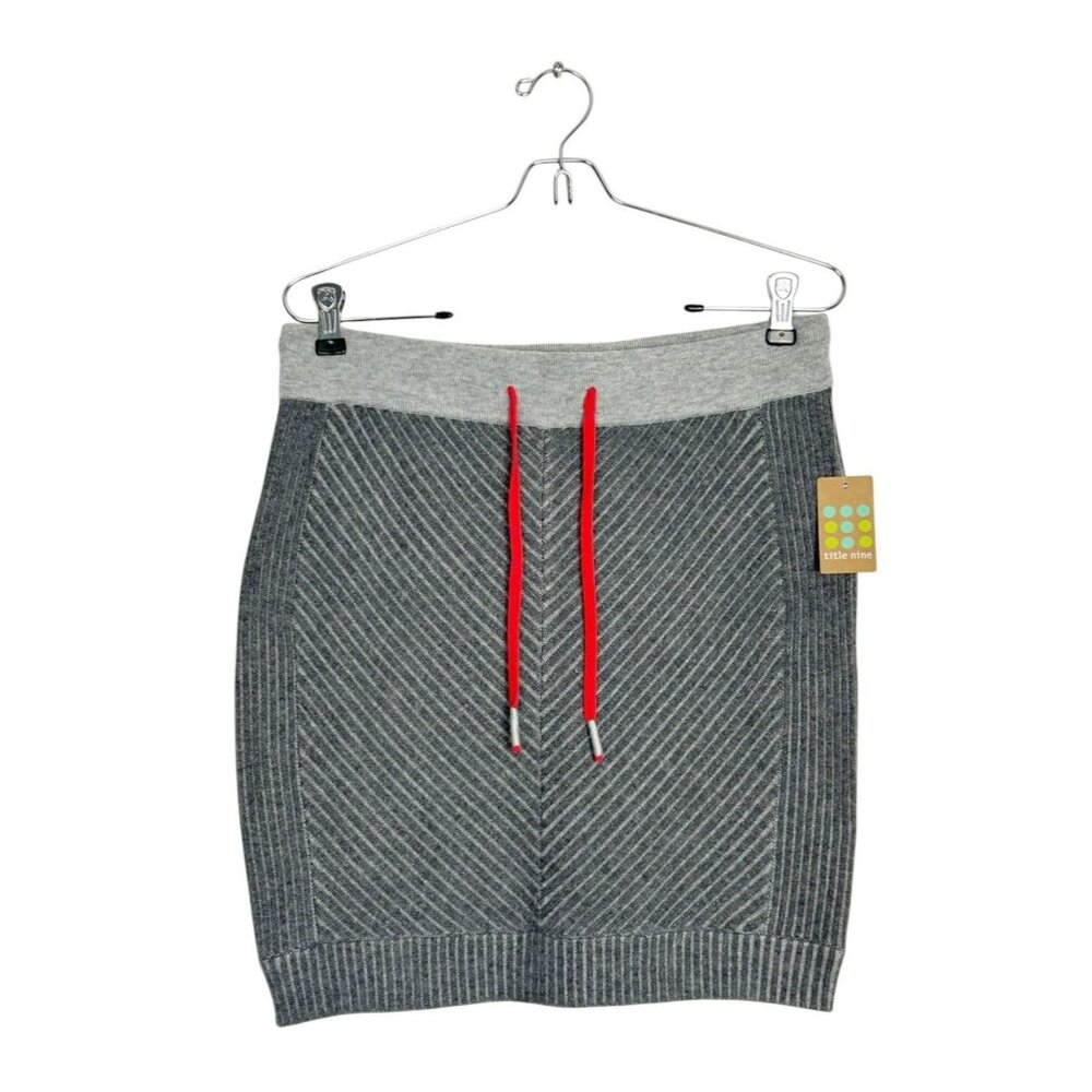 Title Nine Merino Wool Blend Ribbed Knit Pull On Mini Skirt in Gray - Sz S - New